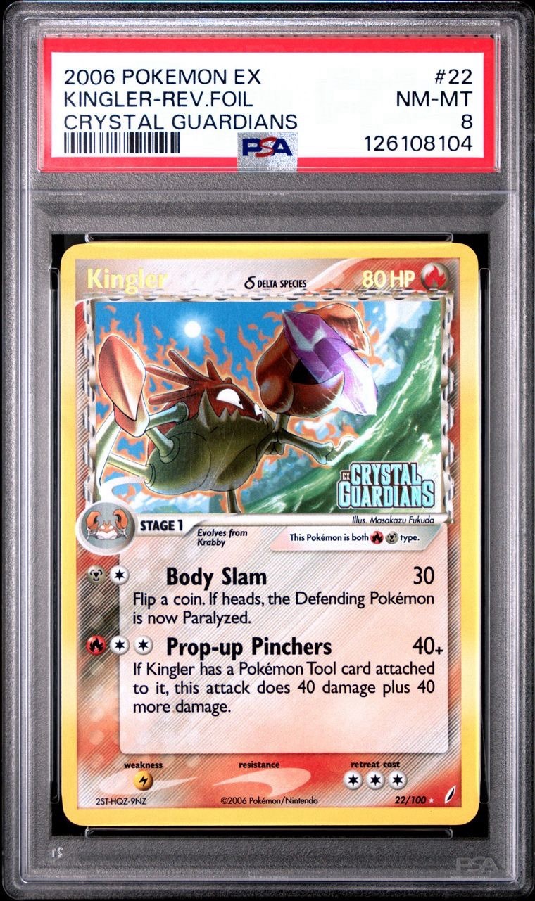 Pokemon 2006 Kingler Rev Foil Crystal Guardians #22 PSA 8