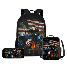 American Flag Tractor Backpack for Boys with Lunch Box Set - Kindergarten to ...