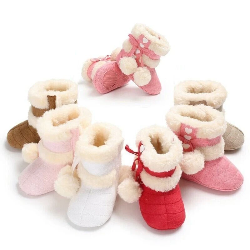 Crib Shoes Baby Warm Kids Snow Boots Newborn Boots Winter Girls Soft Sole 0-18M - Image 2 of 4