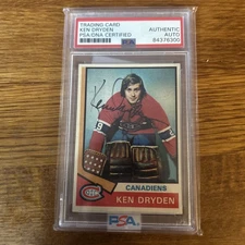 1975-75 Topps Ken Dryden Autograph Card Rare Vintage Sig 
