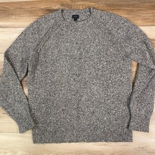 J.Crew Sweater Mens M Marled Wool Blend Grey Raglan Crewneck Modern Casual