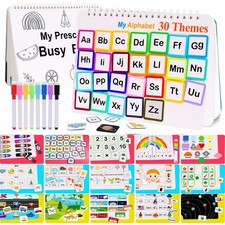 Busy Book for Toddlers 3-5, Montessori Busy Book with 30 Themes and 8 Markers...