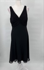 Chaps Womens Black Hibiscus Hill Pleated Bodice Sleeveless Dress Size 4