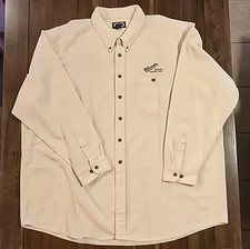 Vintage Milwaukee Tool Shirt Men 3XL Button Down Cream Cotton Workwear HeavyDuty