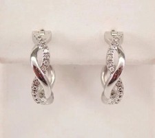 1.20Ct Round Cut Simulated Diamond Huggie Hoop Earrings In 14k White Gold Plated