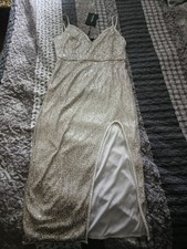 Tube Silver Sequin Dress UK 14 NEW