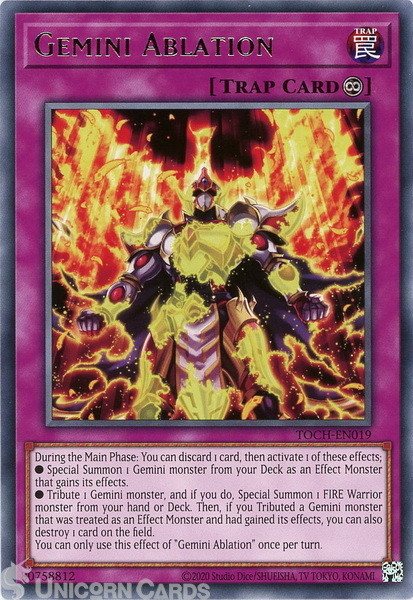 TOCH-EN019 Gemini Ablation Rare UNL Edition Mint YuGiOh Card