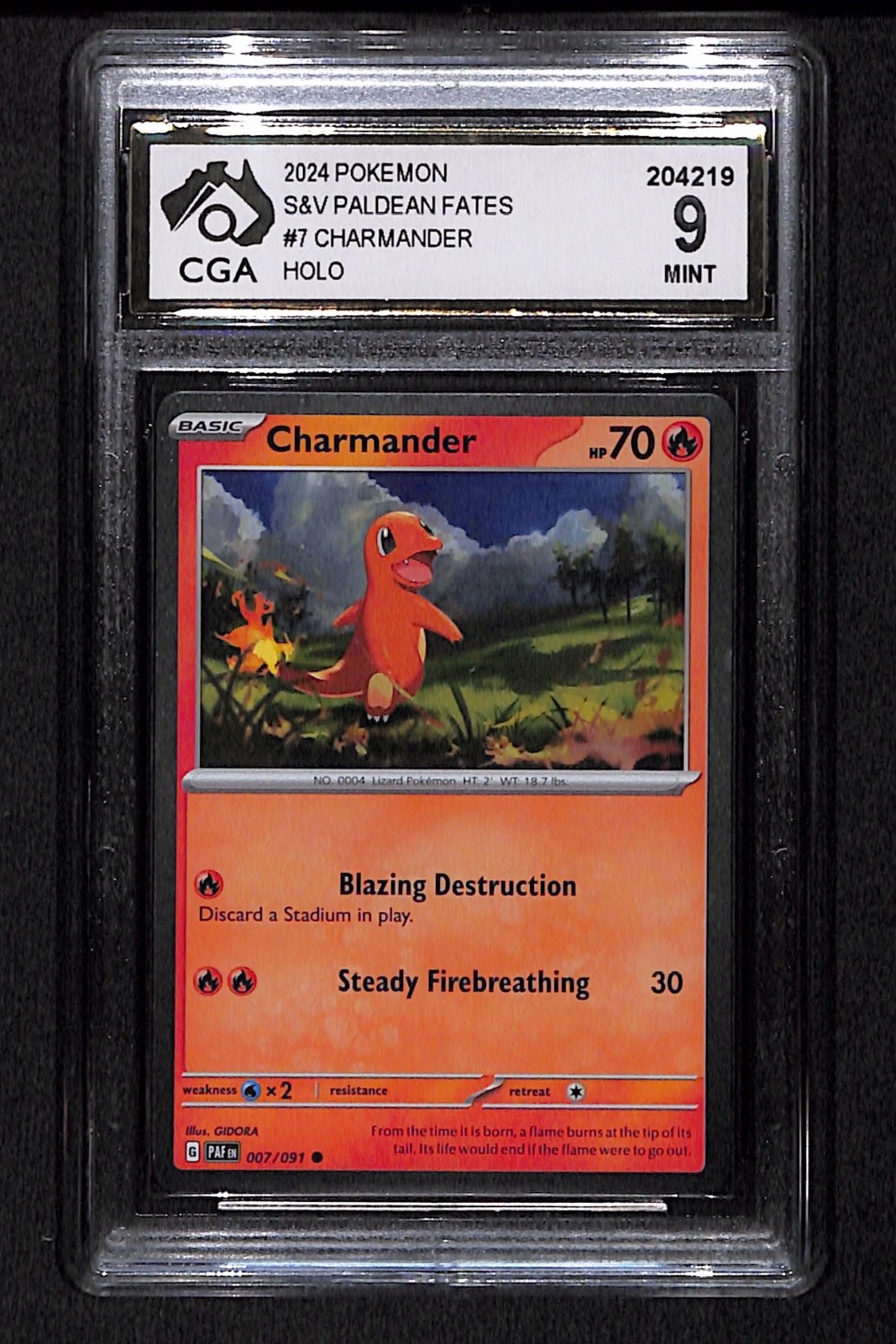 CGA 9 Charmander 7 /91 Pokemon Paldean Fates Cosmic Holo Promo Graded Card
