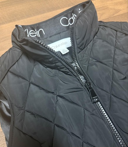 Calvin Klein Vest Womens Medium Black Quilted Full Zip Puffer Insulated
