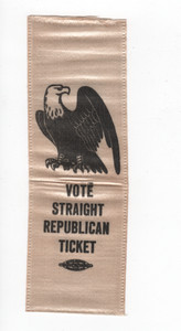 1950's EISENHOWER Era VOTE Straight Ticket REBLICAN Silk Eagle Ribbon w Eagle