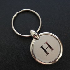 H Initial Monogram Personalized Keychain Heavy Metal Round Classy Name Gift