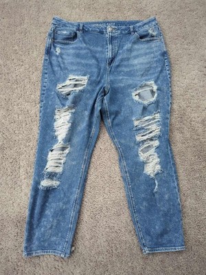 American Eagle Jeans Womens 20 Blue High Rise Stretch Distressed Curvy Mom