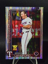 2025 Topps Series 2 TINSEL FOIL Wyatt Langford 455 Rangers Cup Card