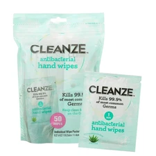 Cleanze Antibacterial Hand Sanitizing Hand Wipes | Individual Hand Wipe Packets