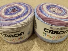 Lot of 2 Caron Skinny Cakes Yarn - GRAPE - same dye lot!