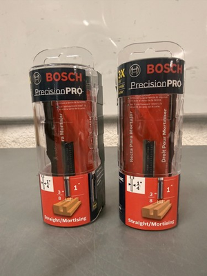 #ad 2 Bosch Pro 3 8quot; x 1quot; Carbide Tipped Double Flute Straight Router Bits # 85225MC $28.99
