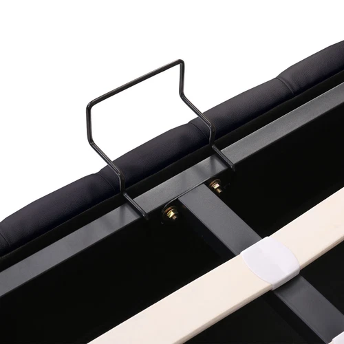 LED Light Functional Upholstered Bed with Slatted Frame and Storage Space - Picture 24 of 26