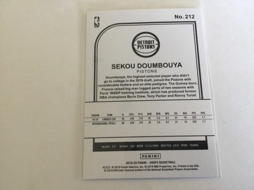 2019-20 Panini NBA Hoops Red Back Sekou Doumbouya #212 Rookie - Picture 2 of 2