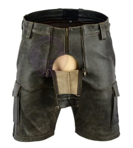 Men Leather Shorts Black Casual Party Shorts Summer Shorts - Picture 9 of 9
