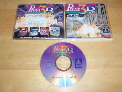 Puzz-3D CD Notre Dame Cathedral PC CD-ROM 1997 Puzz3D Hasbro game for Windows 95