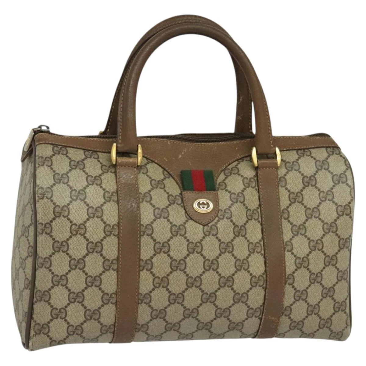 Sac GUCCI GG Supreme Web Sherry Line Boston PVC beige or 40 02 007 authentique KD431