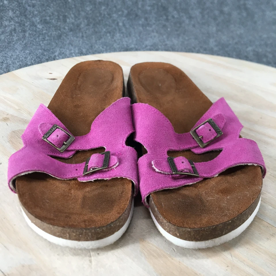 Bearpaw Sandals Womens 10 Jaycee Slip On Sides Pink Comfort Buckle Flats Sherpa Foto 4 de 4