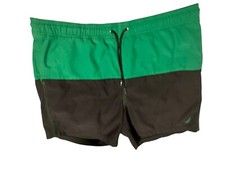 Nautica Shorts Mens XL Green Navy Swim Trunks Board Lined Pockets