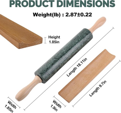 Heavy Non-Stick Marble Rolling Pin - Perfect for Pastries, Dumplings, and More - Picture 4 of 10