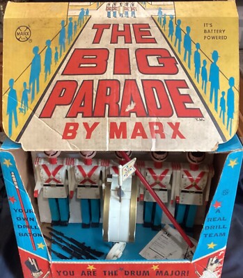 Vintage MARX The Big Parade Large Marching Band Complete In The Box