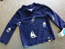 NWT OshKosh baby UPF 50 Navy Long Sleeve Swim Rashguard 6m months