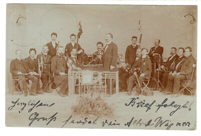 Bern Schweiz Orchester Dirigent,Musikkapelle mit Instrumenten music player 1905 
