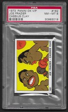 Cassius Clay (Muhammad Ali) & Joe Frazier 1973 Panini OK VIP #182 PSA 8