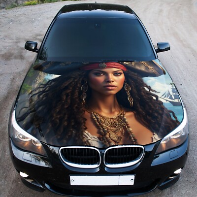 Pirate Girl Car Hood Wrap Decal Vinyl Sticker Female Color Graphic Fit Any Car
