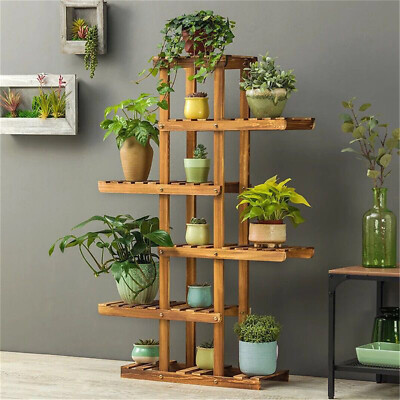 Extra Large Wood Plant Stand 6 Tier Garden Patio Flower Pot Display Holder Rack