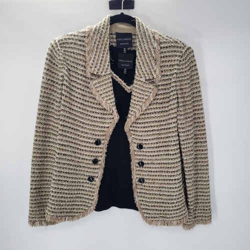 Ming Wang Medium Blazer Tank Set Womens 2 Piece Tapestry Tan Black Textured - Picture 14 of 14