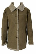 Womens Ewm Faux Suede / Sheepskin Faux Fur Lined Brown Jacket / Coat Size: Uk 12