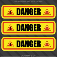 3x Danger decal stickers / warehouse machine caution warning vinyl weatherproof