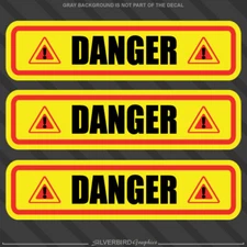 3x Danger decal stickers / warehouse machine caution warning vinyl weatherproof