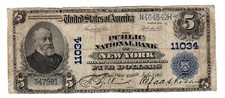 USA AMERIKA USA 5 $ Dollars 1917 NEW YORK PUBLIC NATIONAL BANK 11034