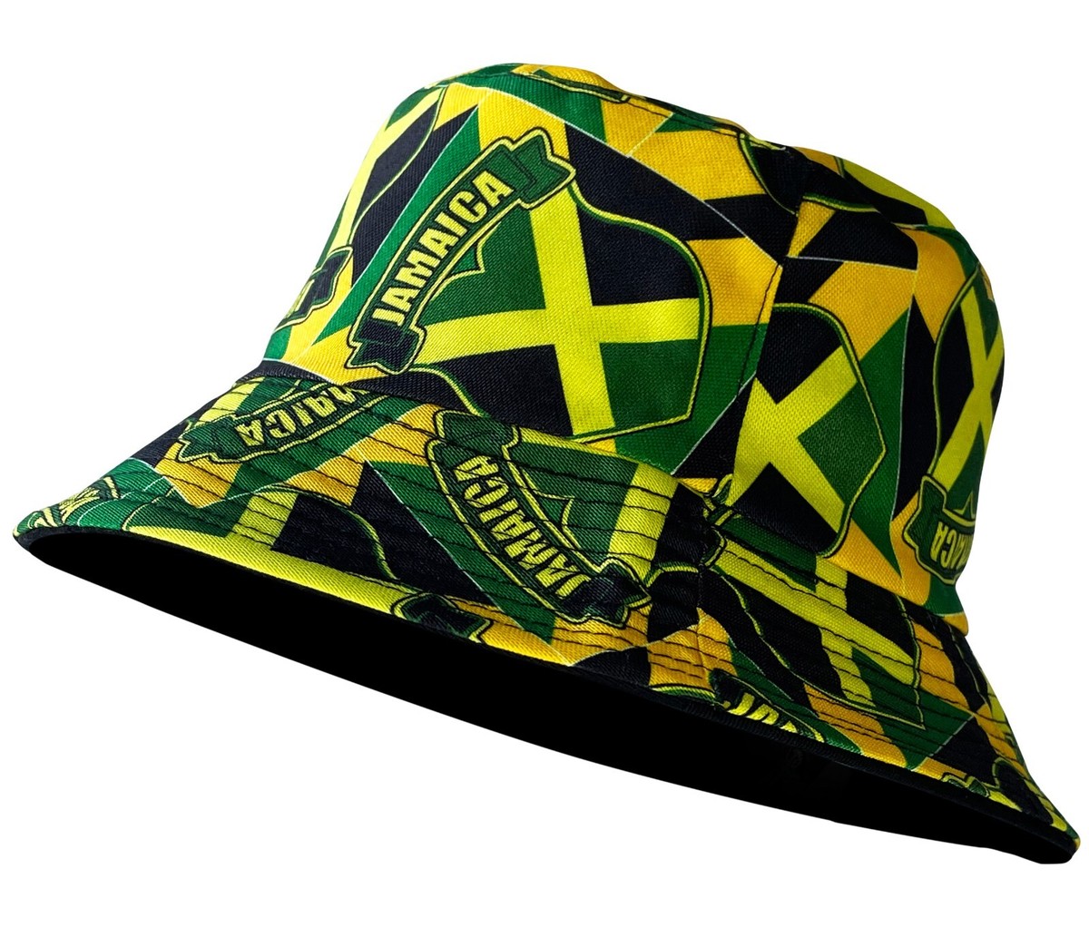 REVERSIBLE JAMAICA WEED LEAF FISHERMAN BUCKET BUSH SUN CAP HAT