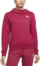 Nike Women's NSW Fleece Hoodie Varsity Small, Pomegranate/White Size Small S New