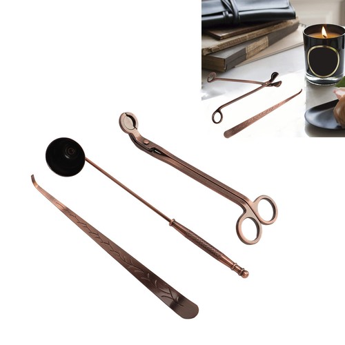3pcs Candle Accessory Set Steel Care Kit 3 in 1 Bronze Scented Candles Trimmer - Picture 10 of 12