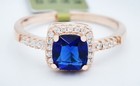 BLUE  1.10 Cts & WHITE SAPPHIRES  RING14K ROSE GOLD PLATED (.925) - NWT — photo 1