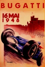 1948 Monaco Grand Prix Bugatti Automobile Car Race Vintage Poster Repro FREE S/H