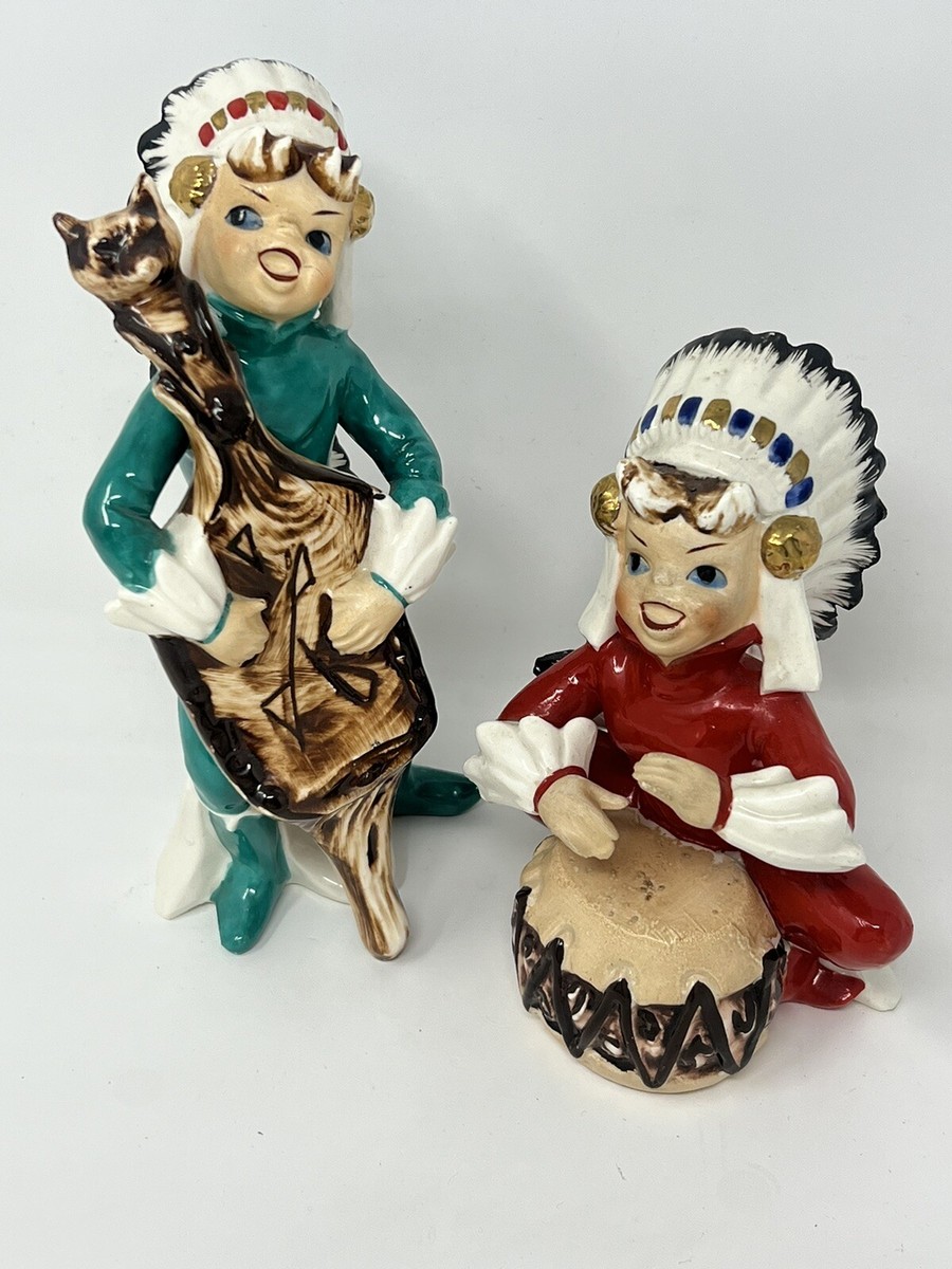Vintage Japan Sonsco Ceramic Hand Painted Figurines Indian Vintage Japan Sonsco Ceramic Hand Painted Figurines Indian