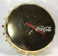 TRINK COCA~COLA  - GERMAN     GOLD BOTTLE CAP  STYLE  11 3/4"  WALL CLOCK