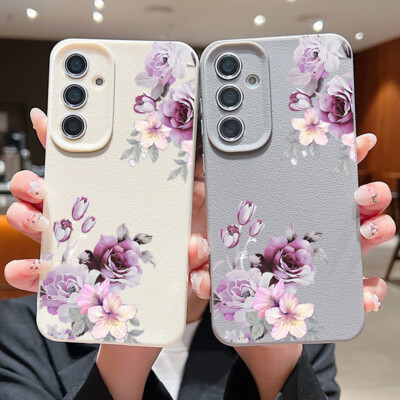 Phone Case For Samsung S25 S24 FE S23 Ultra A35 A55 A14 Peony Shockproof Cover