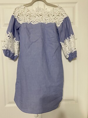 Alice & Trixie Anthropologie Light Blue And White Embroidery Dress Size XS  | eBay