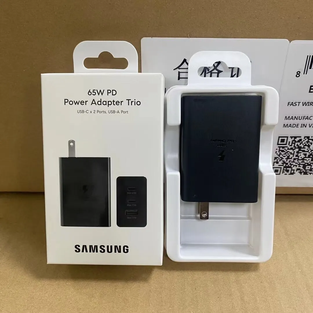 For Samsung 65W PD Power Adapter Trio 65W /25W/15W USB-C USB-A