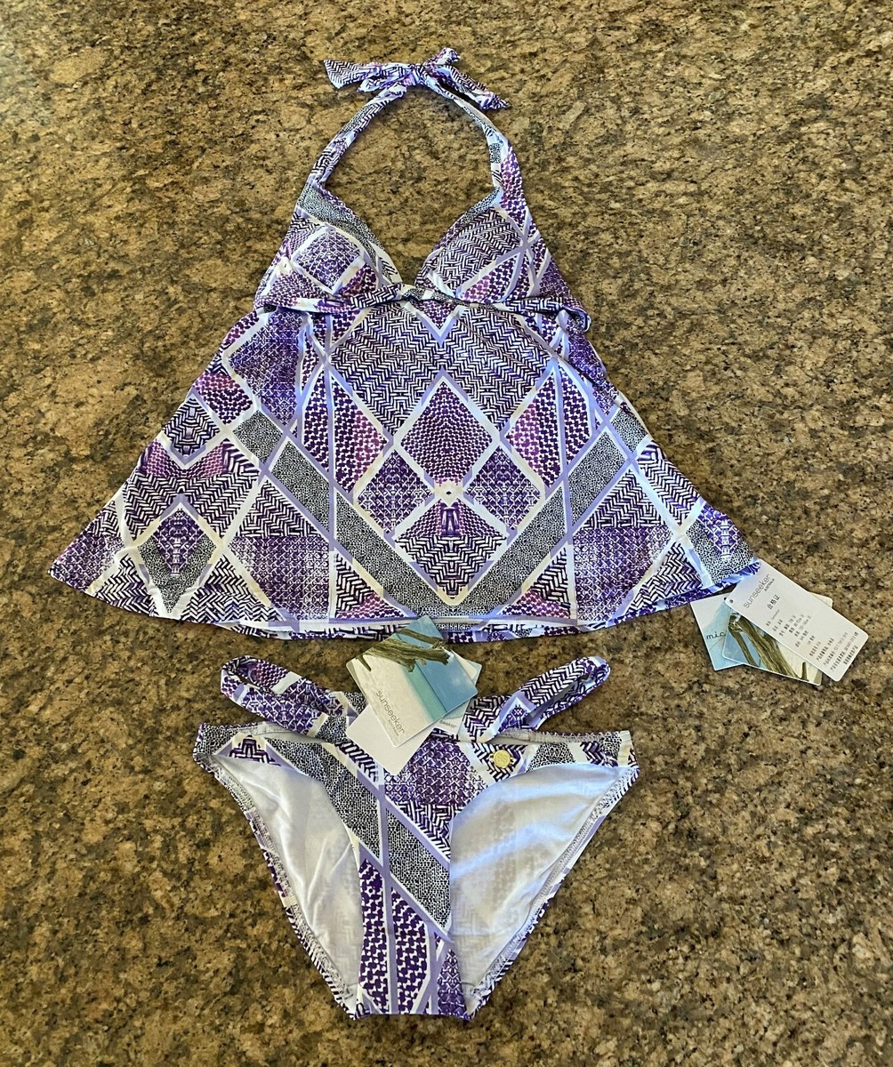 Two Piece Lavender Tankini SUNSEEKER-Women's Piece Tankini Halter